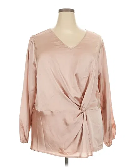 Pre-owned Pleione Long Sleeve Blouse In Tan