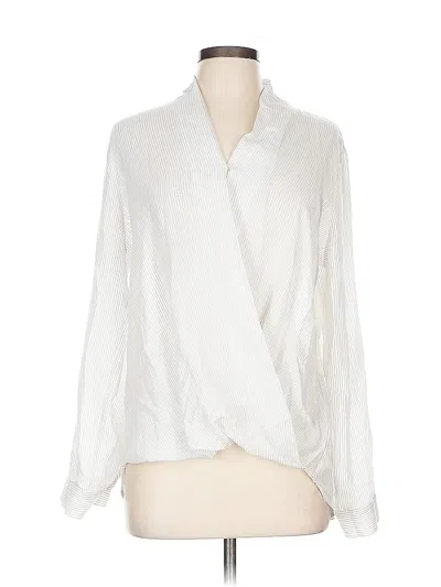 Pre-owned Pleione Long Sleeve Blouse In White