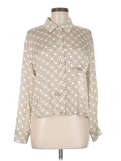 Pre-owned Pleione Long Sleeve Blouse In White