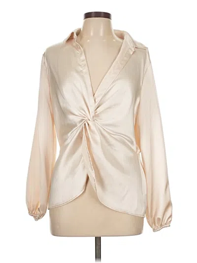 Pre-owned Pleione Long Sleeve Blouse In White