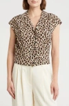 Pleione Patterned Camp Shirt In Animal Print