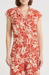 Pleione Patterned Camp Shirt In Red