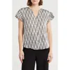Pleione Print Ruffle Sleeve Top