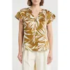 Pleione Print Ruffle Sleeve Top