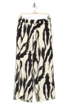 Pleione Print Wide Leg Pants In Cream/ Black Paint Stroke