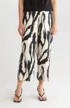 Pleione Print Wide Leg Pants In Cream/black Paint Stroke