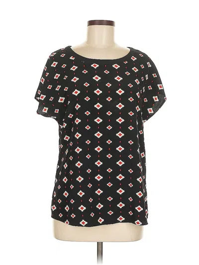 Pre-owned Pleione Short Sleeve Blouse In Black