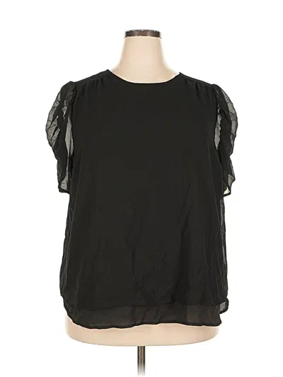Pre-owned Pleione Short Sleeve Blouse In Black