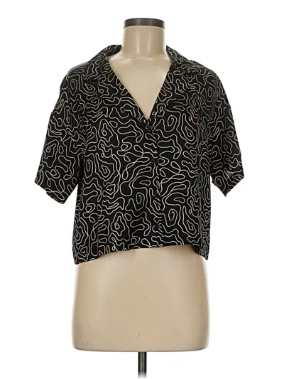 Pre-owned Pleione Short Sleeve Blouse In Black