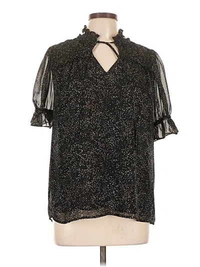 Pre-owned Pleione Short Sleeve Blouse In Black