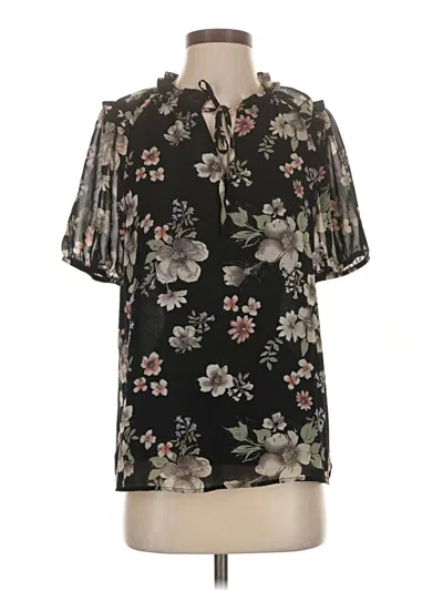 Pre-owned Pleione Short Sleeve Blouse In Black