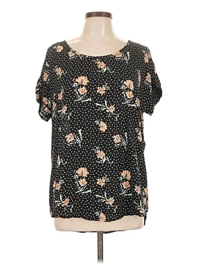 Pre-owned Pleione Short Sleeve Blouse In Black