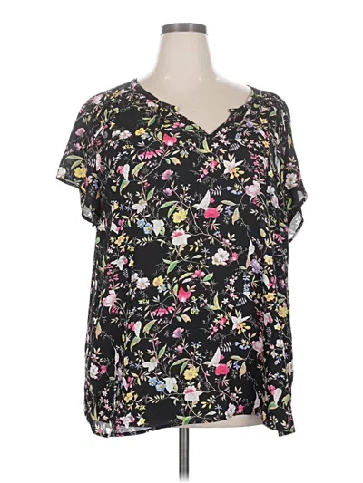 Pre-owned Pleione Short Sleeve Blouse In Black