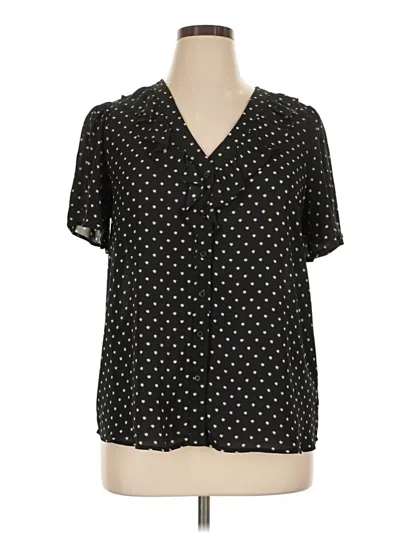 Pre-owned Pleione Short Sleeve Blouse In Black