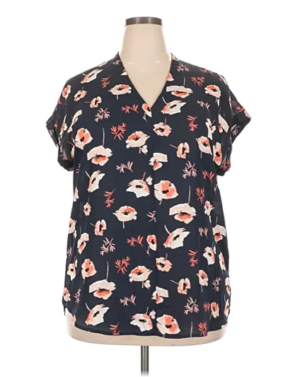 Pre-owned Pleione Short Sleeve Blouse In Black