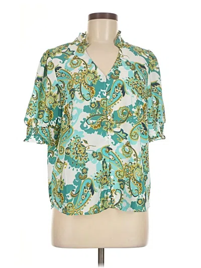 Pre-owned Pleione Short Sleeve Blouse In Blue