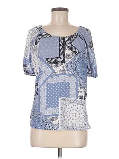 Pre-owned Pleione Short Sleeve Blouse In Blue