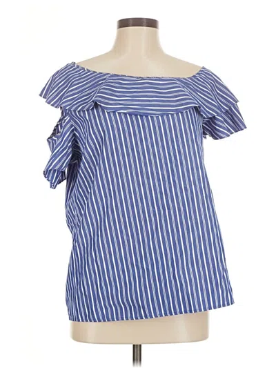 Pre-owned Pleione Short Sleeve Blouse In Blue