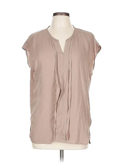 Pre-owned Pleione Short Sleeve Blouse In Brown