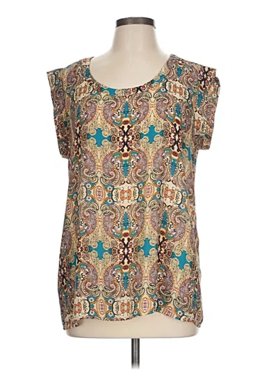 Pre-owned Pleione Short Sleeve Blouse In Brown