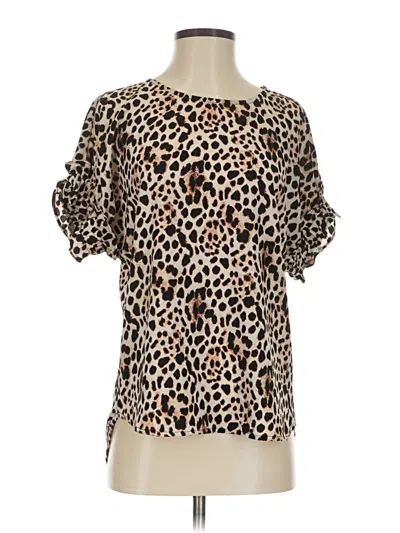 Pre-owned Pleione Short Sleeve Blouse In Brown