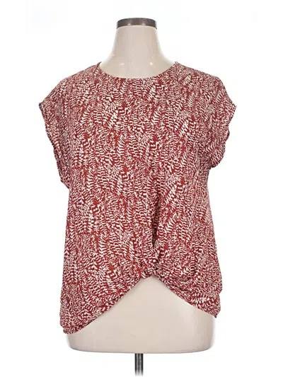 Pre-owned Pleione Short Sleeve Blouse In Brown