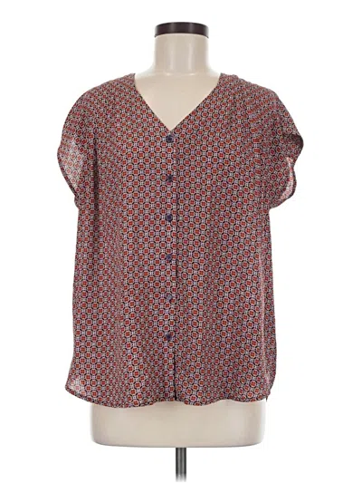 Pre-owned Pleione Short Sleeve Blouse In Brown
