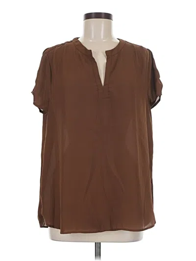 Pre-owned Pleione Short Sleeve Blouse In Brown