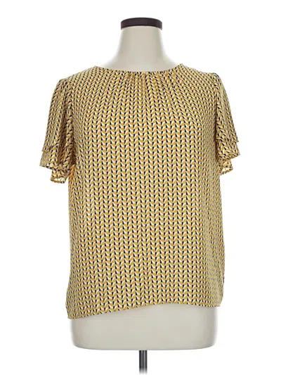Pre-owned Pleione Short Sleeve Blouse In Gold