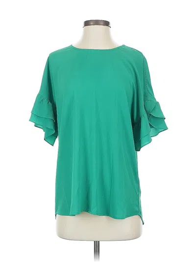 Pre-owned Pleione Short Sleeve Blouse In Green