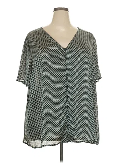 Pre-owned Pleione Short Sleeve Blouse In Green