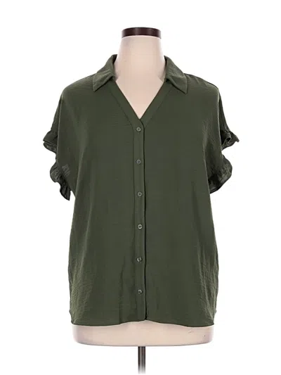 Pre-owned Pleione Short Sleeve Blouse In Green