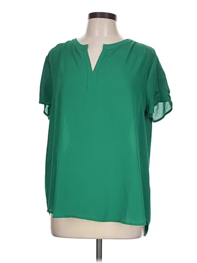 Pre-owned Pleione Short Sleeve Blouse In Green