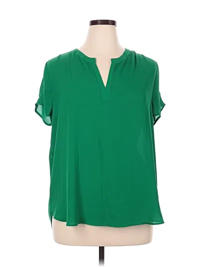 Pre-owned Pleione Short Sleeve Blouse In Green