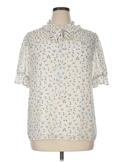 Pre-owned Pleione Short Sleeve Blouse In Ivory