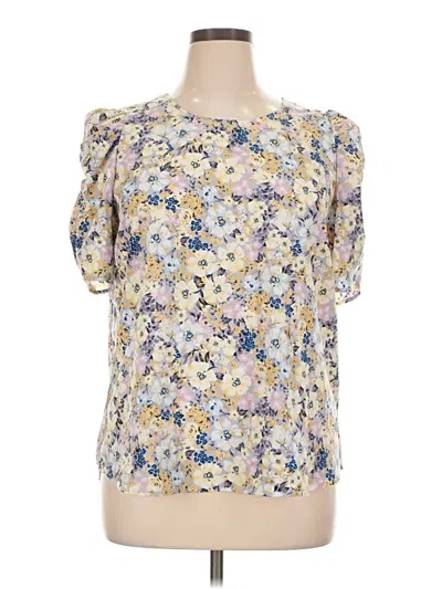 Pre-owned Pleione Short Sleeve Blouse In Ivory
