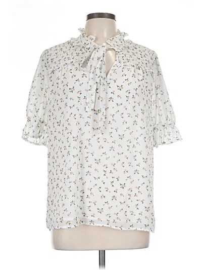 Pre-owned Pleione Short Sleeve Blouse In Ivory
