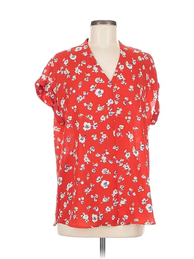 Pre-owned Pleione Short Sleeve Blouse In Red