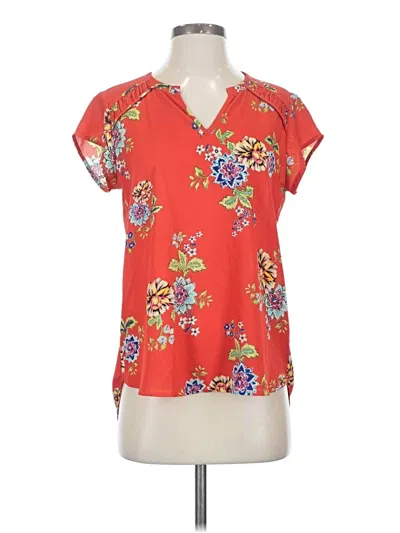 Pre-owned Pleione Short Sleeve Blouse In Red