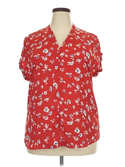 Pre-owned Pleione Short Sleeve Blouse In Red