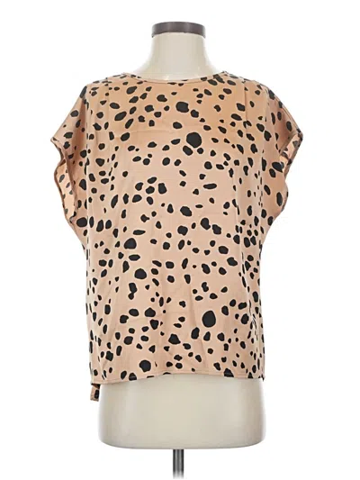 Pre-owned Pleione Short Sleeve Blouse In Tan