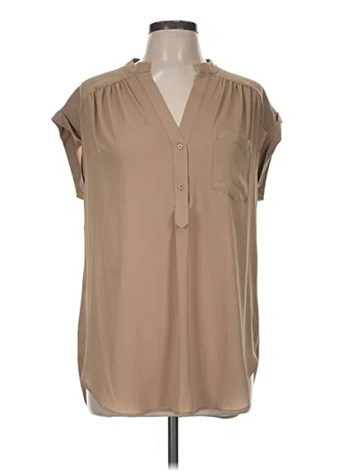 Pre-owned Pleione Short Sleeve Blouse In Tan
