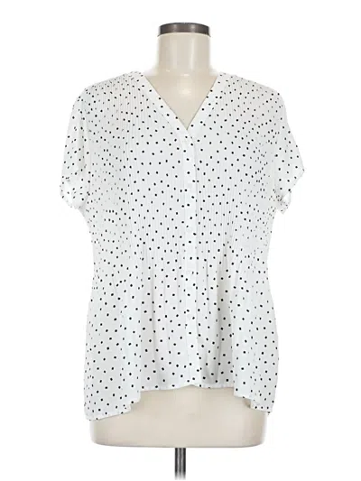 Pre-owned Pleione Short Sleeve Blouse In White