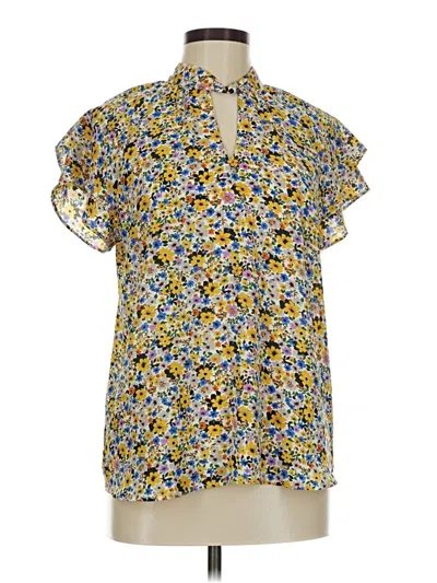 Pre-owned Pleione Short Sleeve Blouse In Yellow