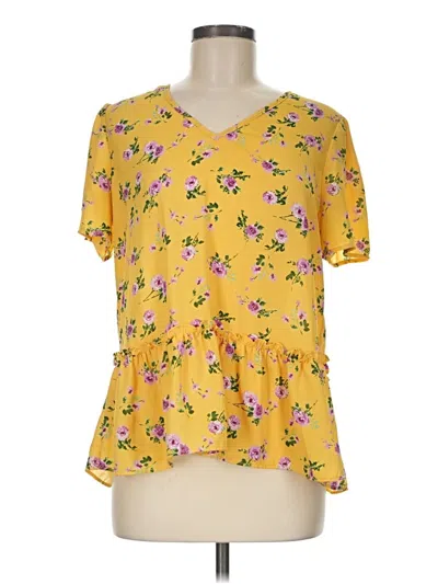 Pre-owned Pleione Short Sleeve Blouse In Yellow