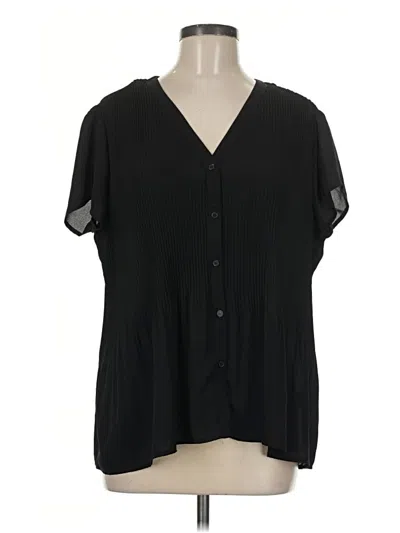 Pre-owned Pleione Short Sleeve Henley Shirt In Black