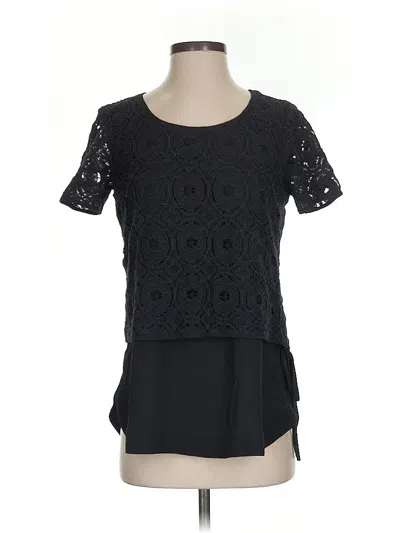 Pre-owned Pleione Short Sleeve Top Black Keyhole Neckline Tops