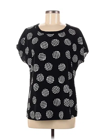 Pre-owned Pleione Short Sleeve Top Black Polka Dots Pattern Keyhole Neckline Tops