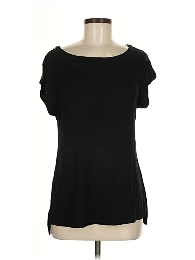 Pre-owned Pleione Short Sleeve Top Black Scoop Neck Tops