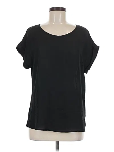 Pre-owned Pleione Short Sleeve Top Black Scoop Neck Tops